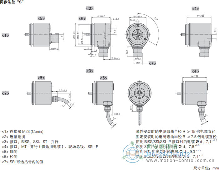 AC58-CANlayer2光電絕對值通用編碼器外形及安裝尺寸(同步法蘭S) - 西安德伍拓自動化傳動系統(tǒng)有限公司