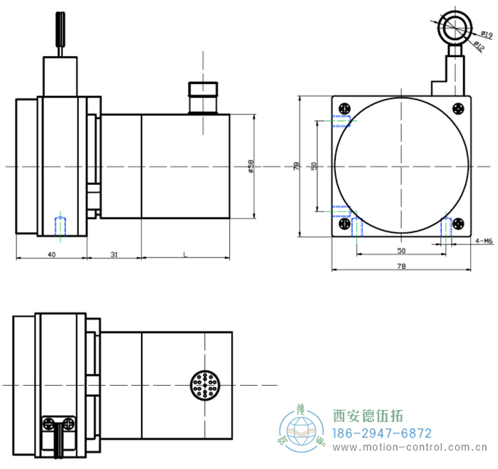 PCS78D/PCS78P拉線編碼器的外形及安裝尺寸 - 西安德伍拓自動化傳動系統(tǒng)有限公司